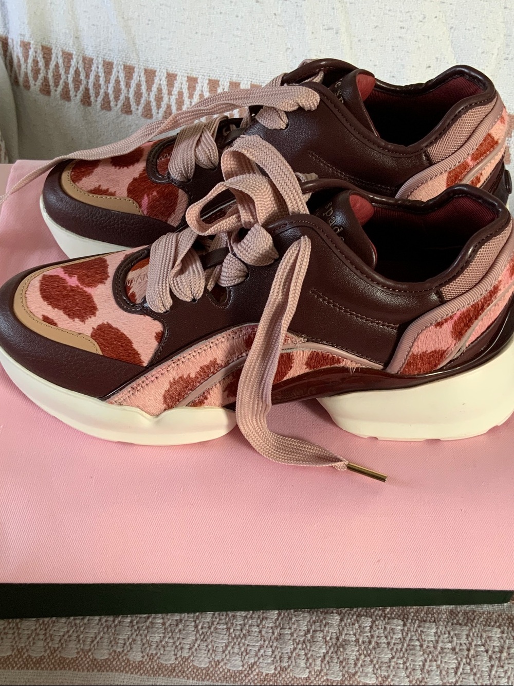 kate spade Pink and Brown Leopard Accent Sneakers